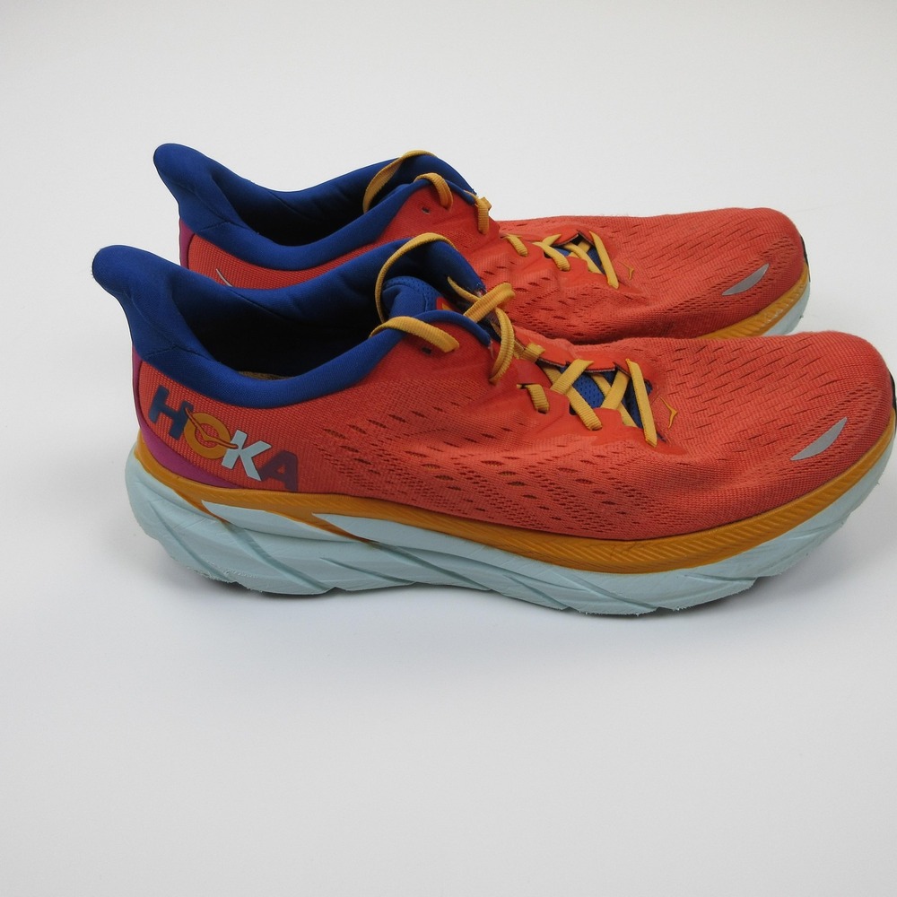Hoka One One Clifton 8 Shoes Mens Size 13 Orange Road Running Sneakers